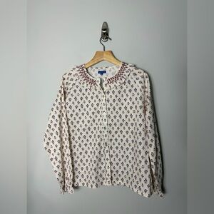 Maisonette Maison Me Cotton Floral Bow Print Long Sleeve Shirt Smocked 1075